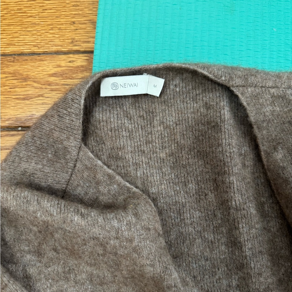 NEIWAI Taupe Wool Blend Belted Long Cardigan Duster Size M - Picture 2 of 4